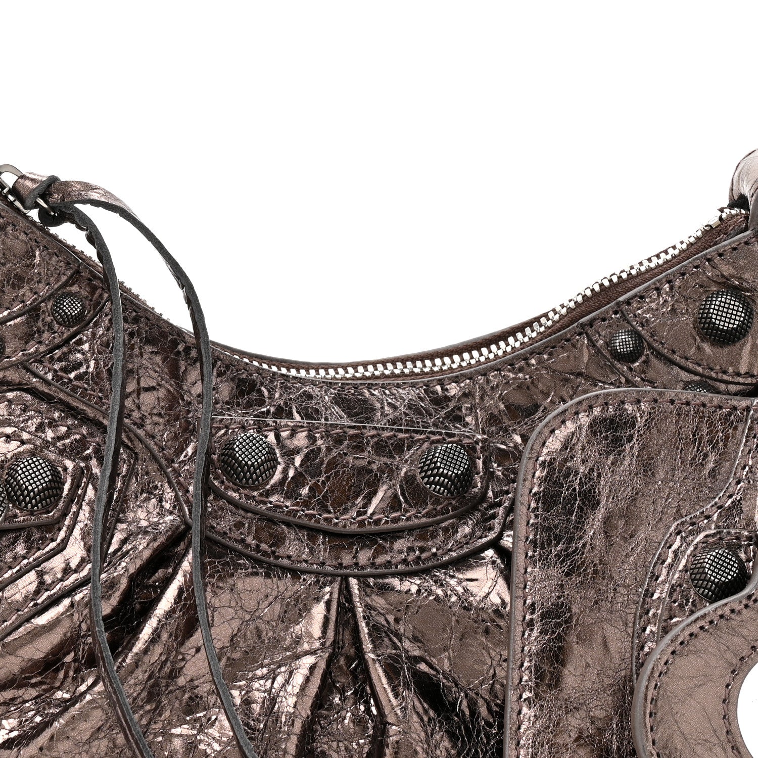 Balenciaga Metallic Agneau Arena Le Cagole Shoulder Bag XS Dark Bronze 9 of 11