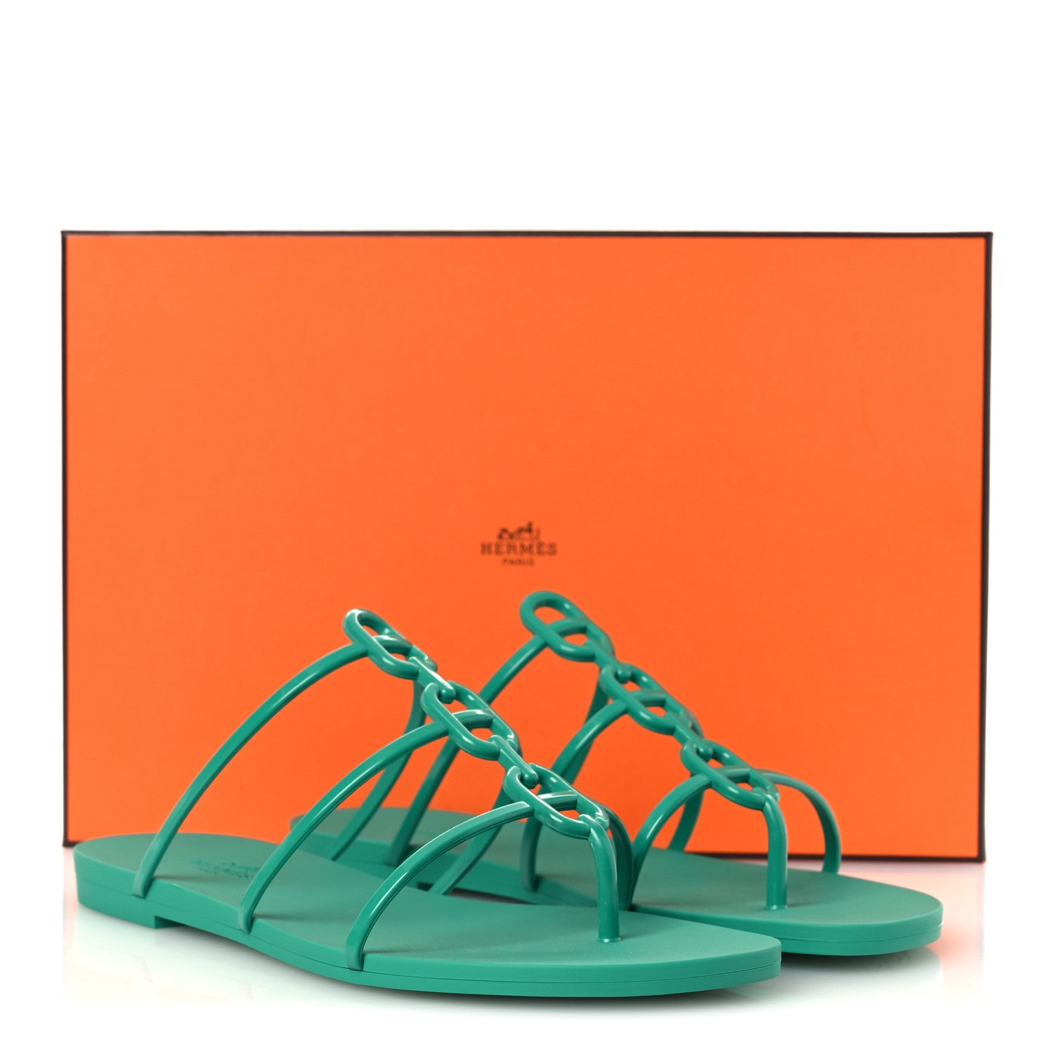 Hermes Rubber Womens Mykonos Sandals 38 Vert Tourmaline 11 of 11