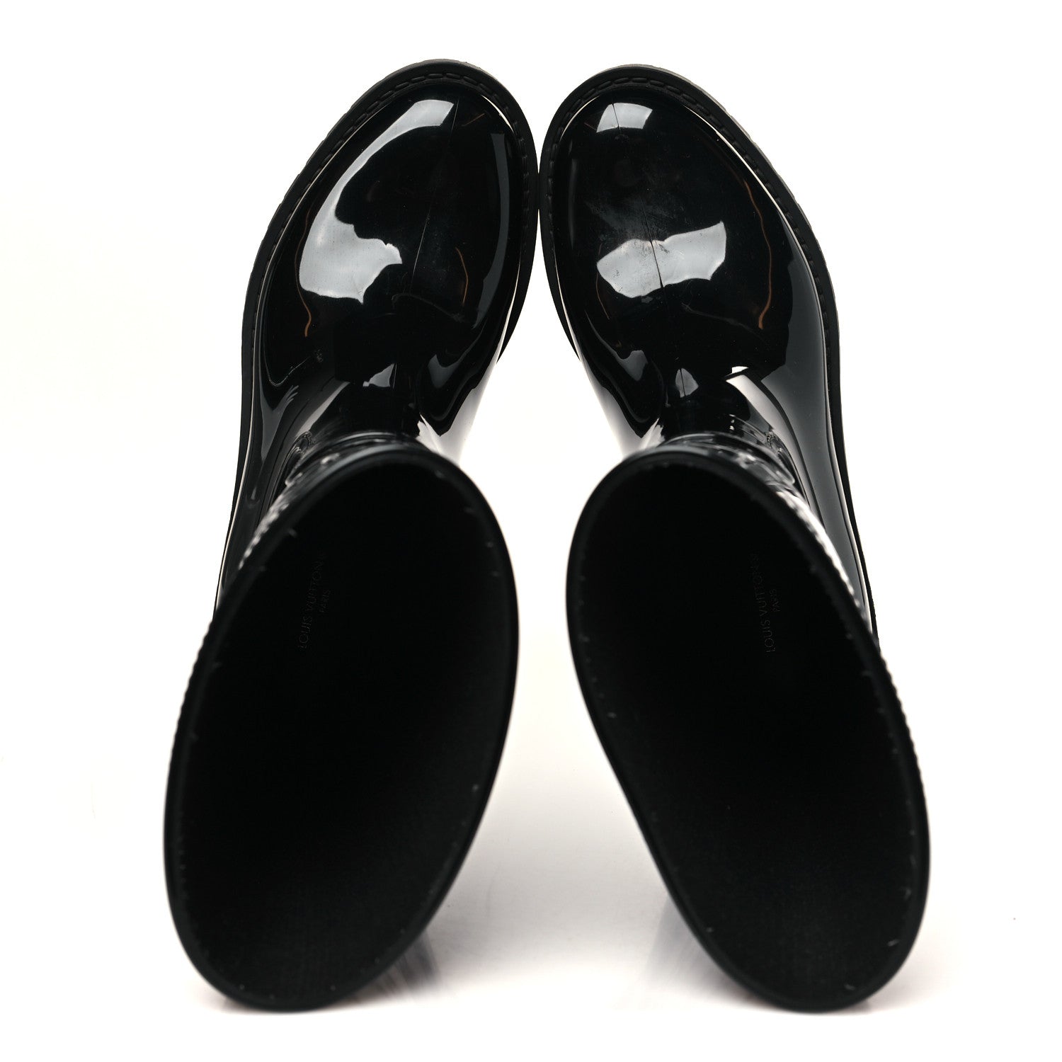 Louis Vuitton Rubber Embossed Monogram Drops Flat Half Boots 37 Black 5 of 10