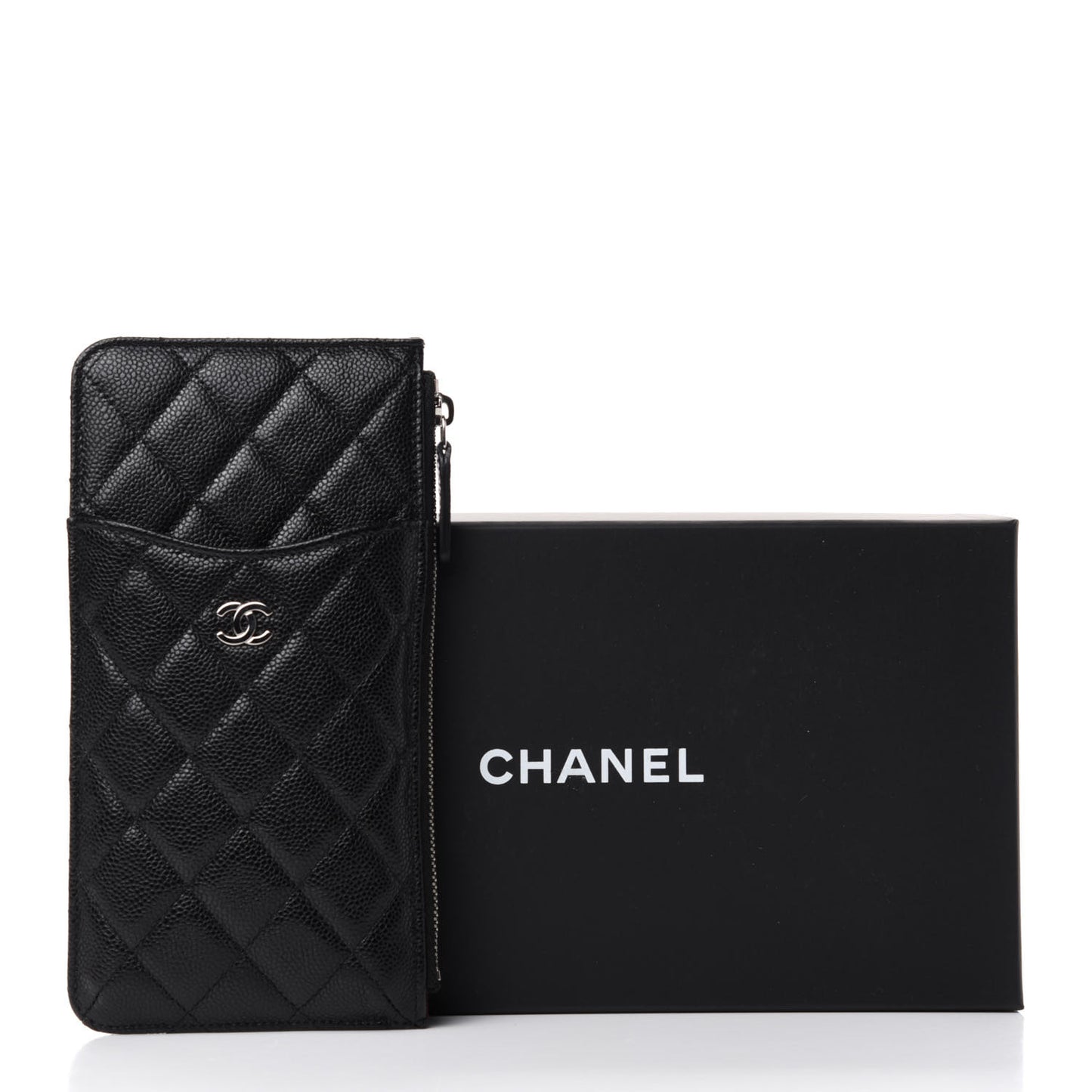 Caviar Quilted Classic Flat Wallet Pouch Black