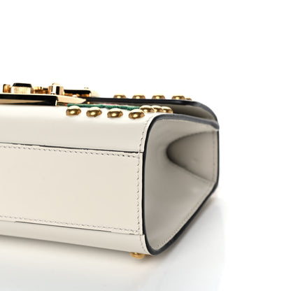 Gucci Calfskin Floral Embroidered Small Padlock Shoulder Bag White 13 of 14