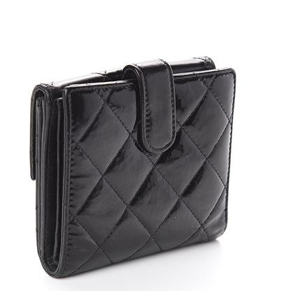 Chanel Patent Quilted Compact French Flap Wallet Black 2 of 7