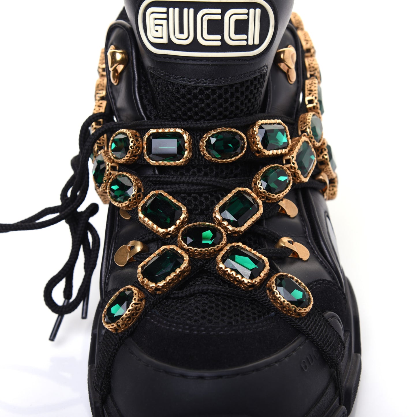 X SEGA Mesh Suede Calfskin Removable Crystals Mens Flashtrek Sneakers 9.5 Black Silver