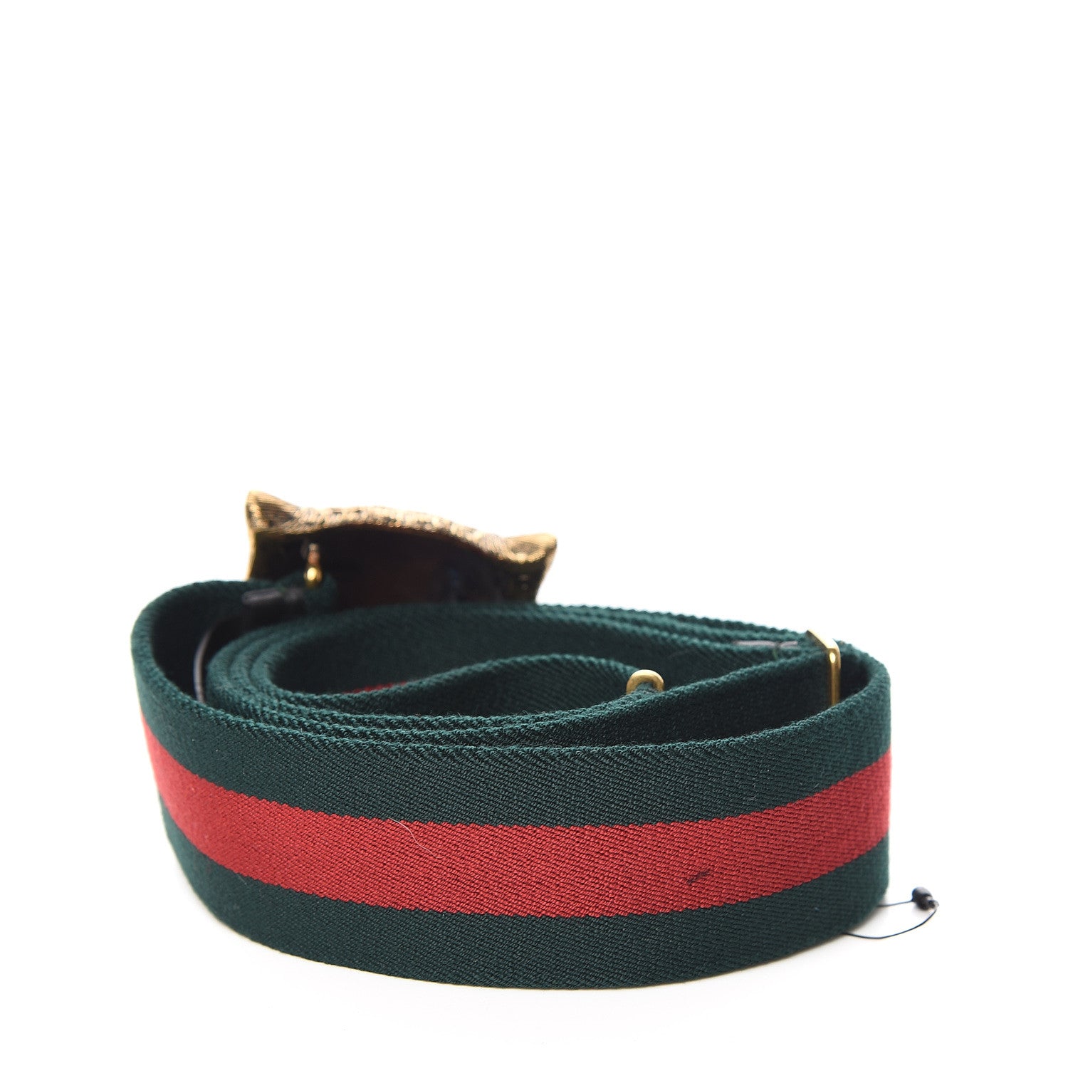 Gucci Web Feline Buckle Belt 90 36 Green Red 3 of 5