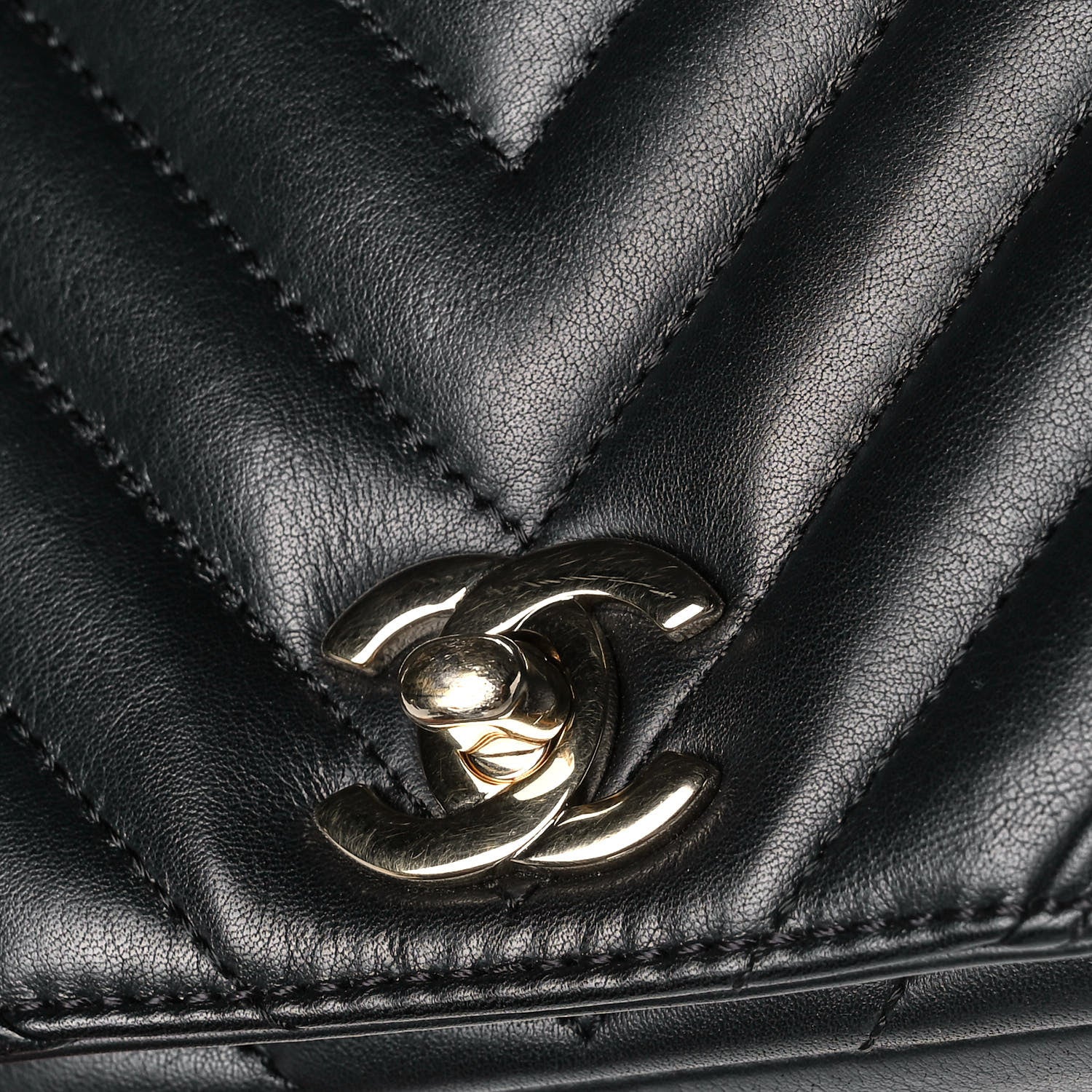 Chanel Calfskin Chevron Quilted Medium Statement Flap Black 14 of 16