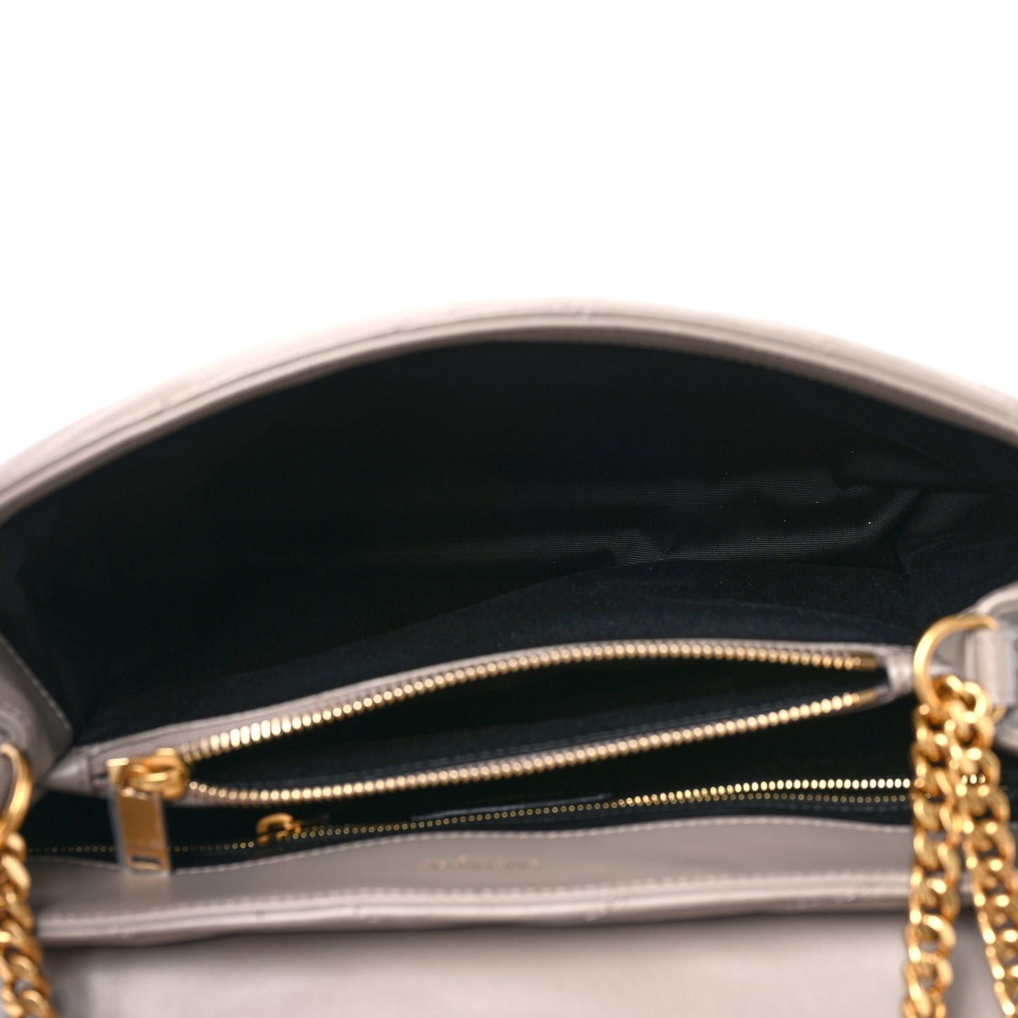 Calfskin Y Quilted Monogram Medium Loulou Chain Satchel Grey Brown