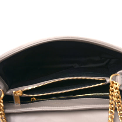 Saint Laurent Calfskin Y Quilted Monogram Medium Loulou Chain Satchel Grey Brown 4 of 8