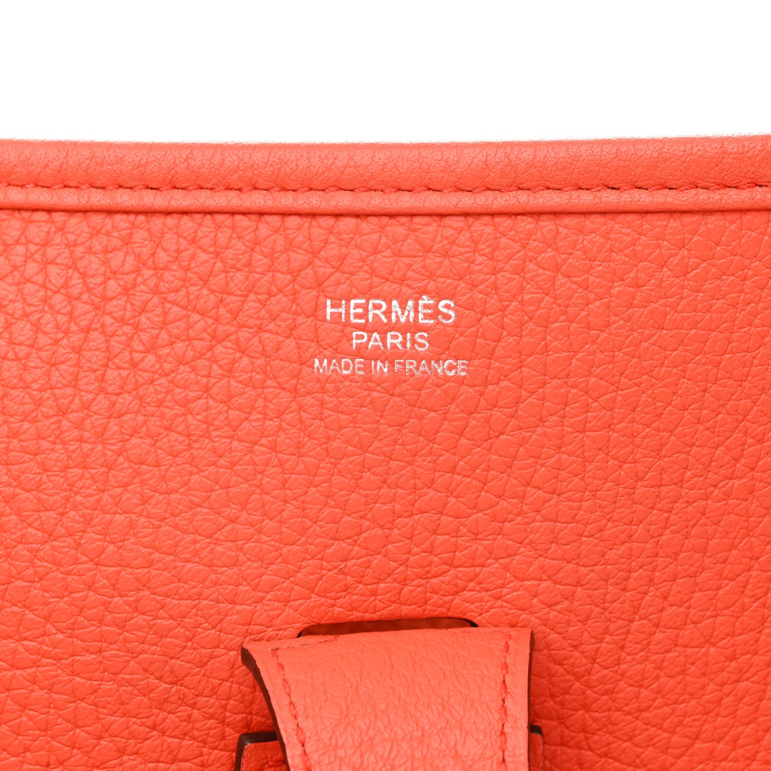Hermes Taurillon Clemence Amazone Evelyne III PM Orange Poppy Bleu Saint Cyr 6 of 14