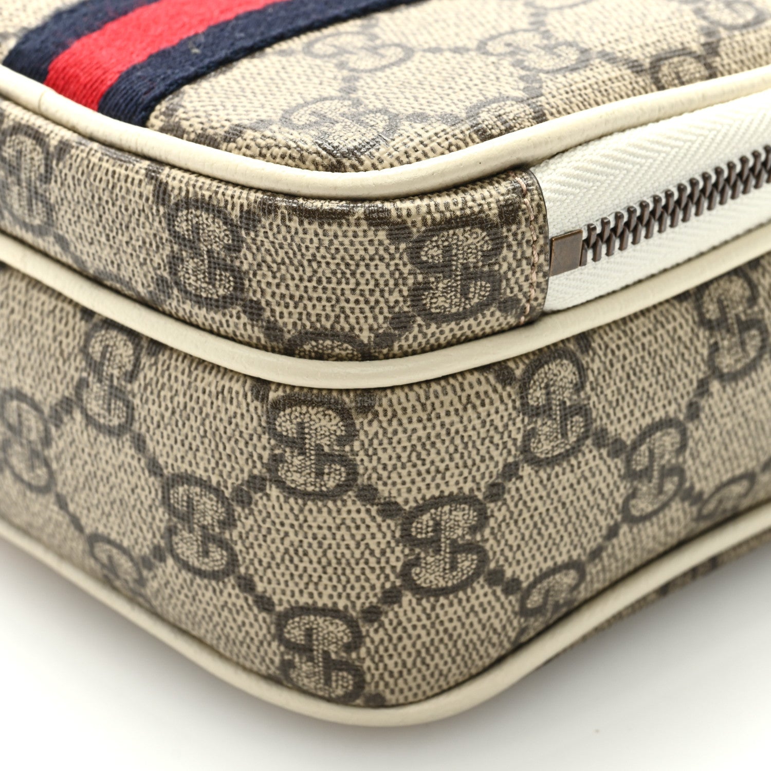 Gucci GG Supreme Monogram Web Mini Ophidia Double Zip Messenger Bag Beige Ebony Mystic White 8 of 8