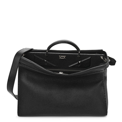 Fendi Cuoio Romano Selleria Metal Stitch Large Mens Peekaboo Iconic Essential Satchel Black 9 of 9