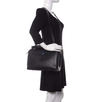 Fendi Vitello Baltico Dolce DotCom Satchel Black Blue Royal 2 of 16