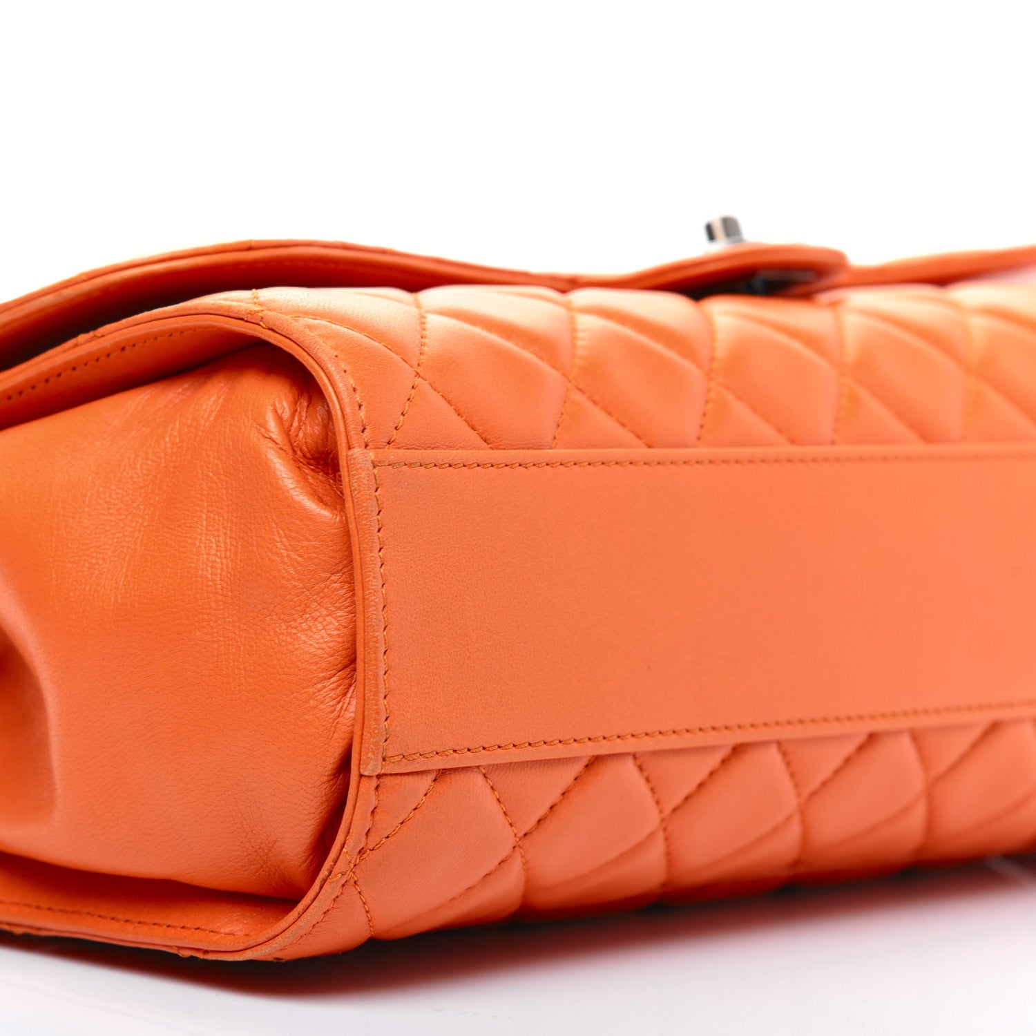 Chanel Lambskin Quilted Jumbo Grocery By Chanel Drawstring Shopping Bag Orange 7 of 24