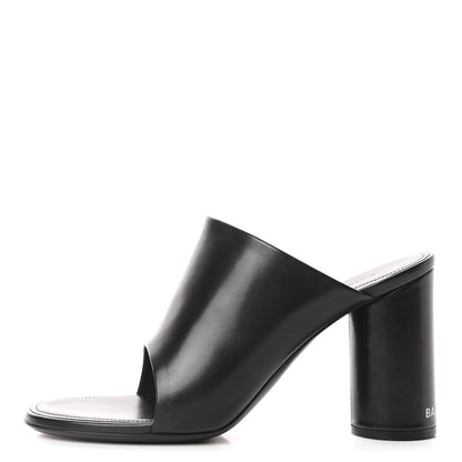 Balenciaga Shiny Sheepskin Oval 90mm Mule Pump 37 Black White 1 of 10