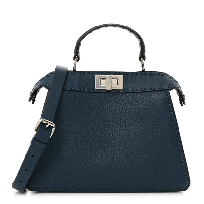 Fendi Cuoio Romano Selleria Chamois Small Peekaboo I SEE U Satchel Placca Argento 1 of 10