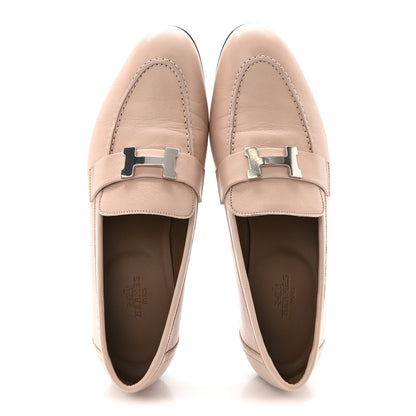 Hermes Goatskin Womens Paris Loafers 38.5 Beige Nude 2 of 10
