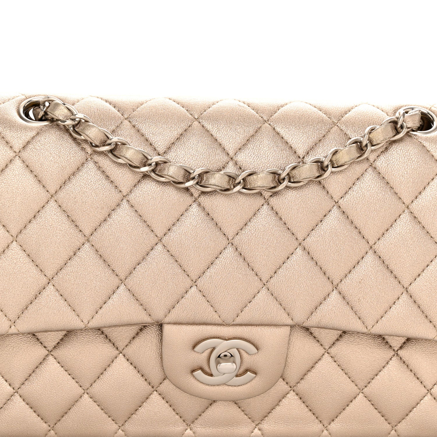 Chanel Metallic Lambskin Quilted Medium Double Flap Gold 8 of 12