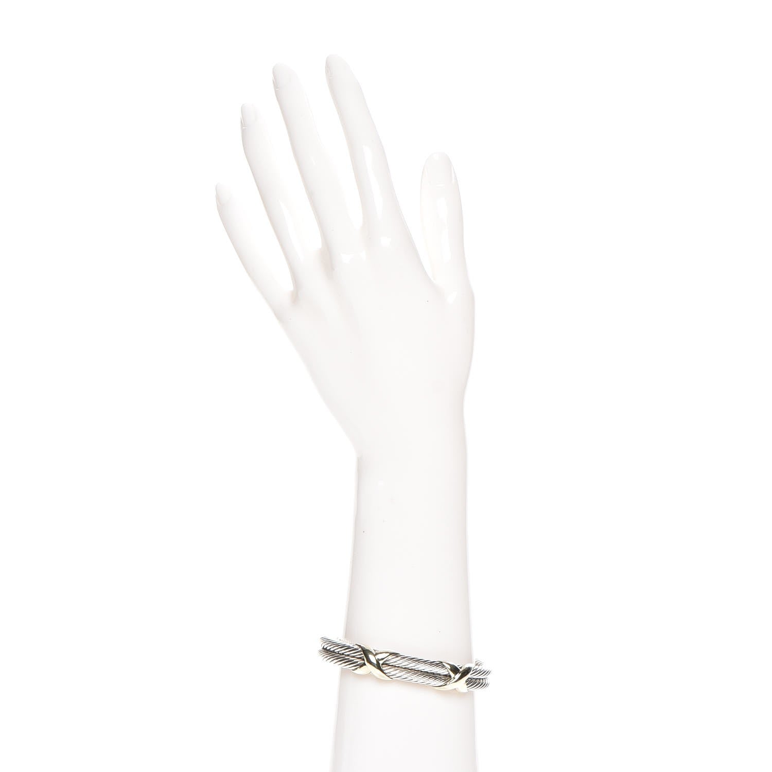David Yurman Sterling Silver 14K Yellow Gold 10mm Double X Bracelet 2 of 5