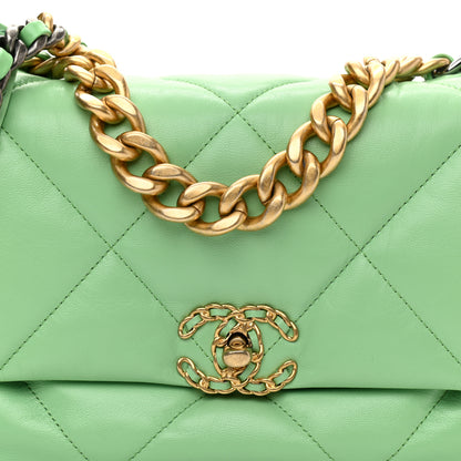 Chanel Lambskin Quilted Large Chanel 19 Flap Light Green 8 of 10