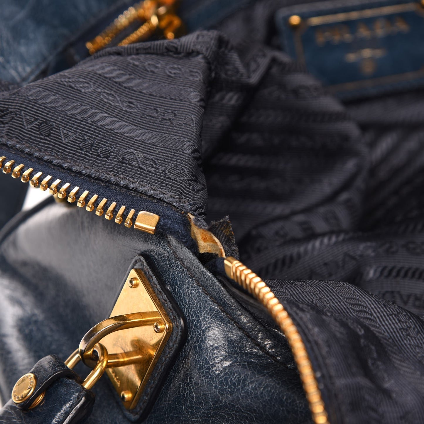 Vitello Shine Shopping Satchel Denim
