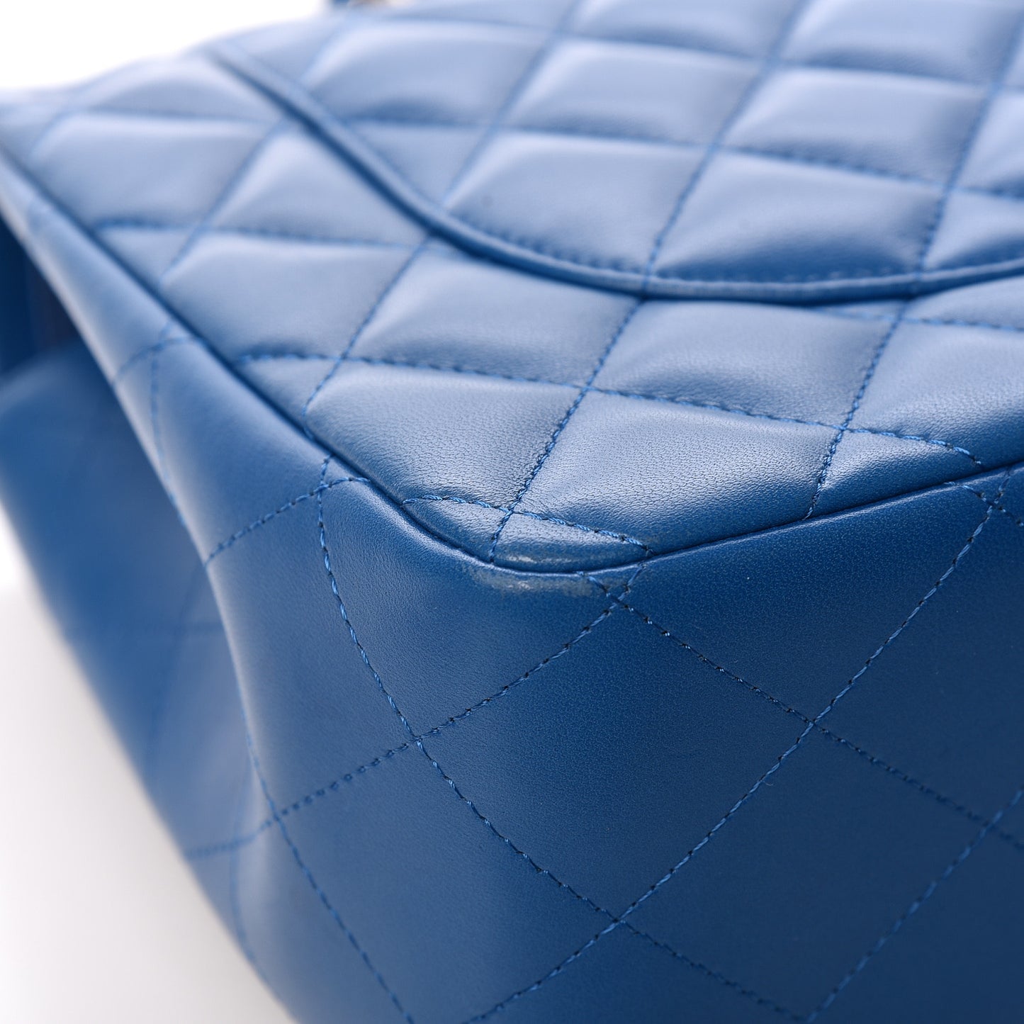 Lambskin Quilted Jumbo Double Flap Blue