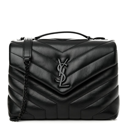Saint Laurent Calfskin Y Quilted Monogram Monochrome Small Loulou Chain Satchel Black 1 of 10