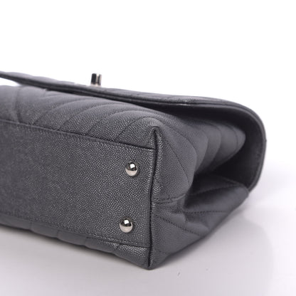 Chanel Caviar Chevron Quilted Mini Coco Handle Flap Dark Grey 6 of 10