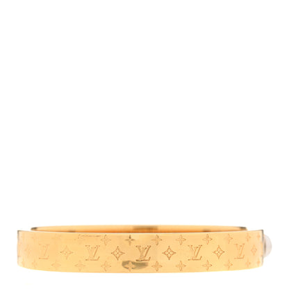 Louis Vuitton Brass Monogram Nanogram Cuff S Gold 2 of 4