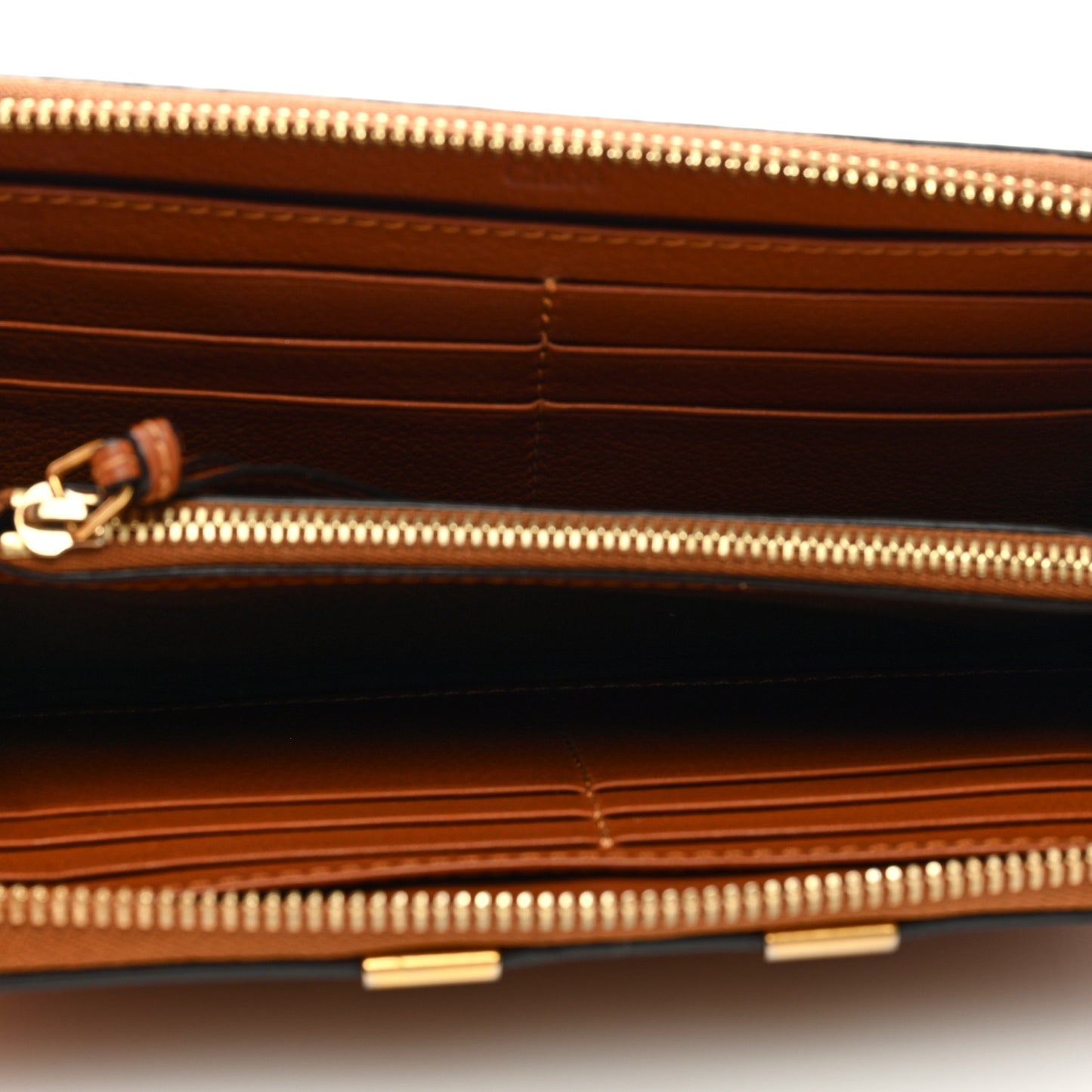 Grained Calfskin Marcie Long Zip Around Wallet Tan