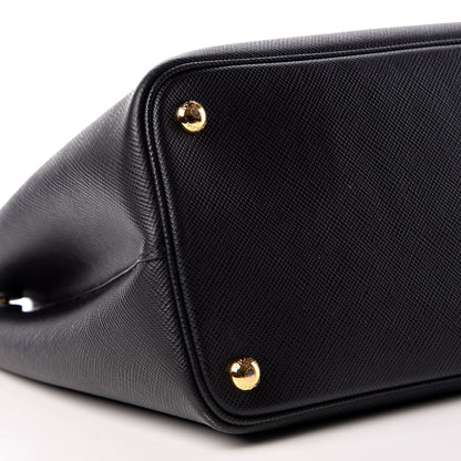 Prada Saffiano Cuir Medium Double Bag Black Fuoco 5 of 11
