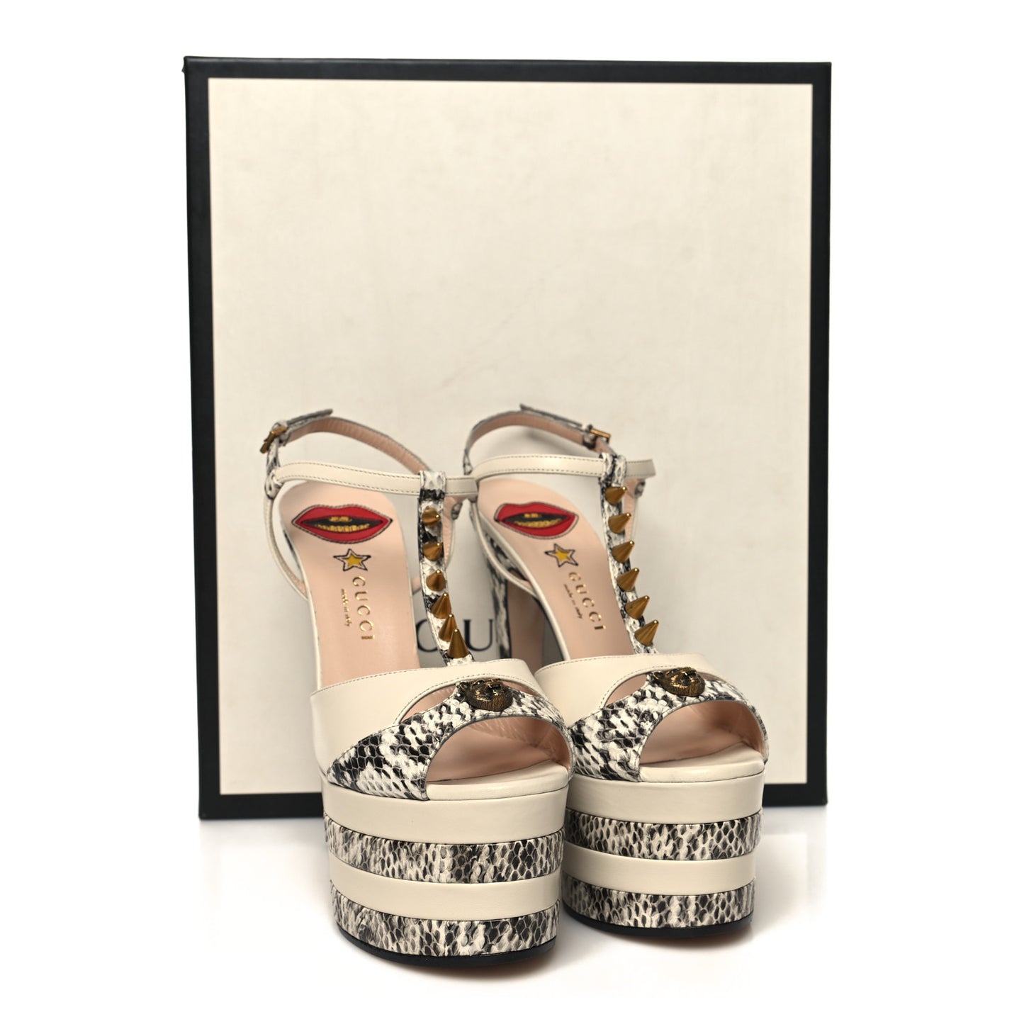 Elaphe Malaga Kid Angel T-Strap Platform High Heel Pumps 38 Roccia Mystic White