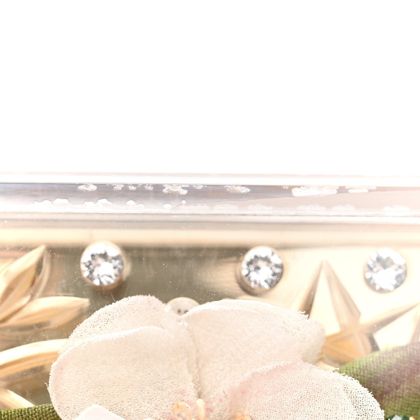 Metallic Plexiglass Crystal Embellished Shoulder Bag Gold