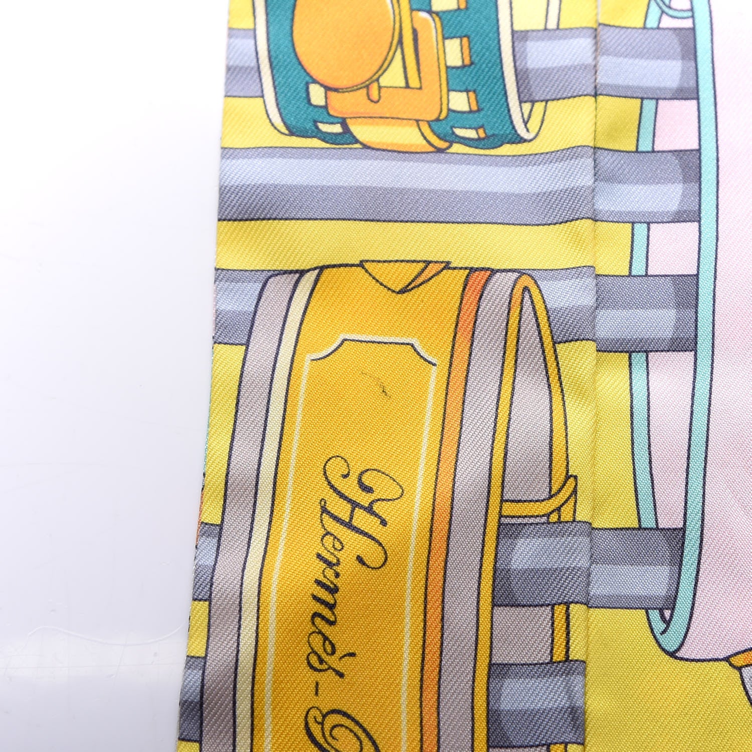 Hermes Silk Colliers De Chiens Remix Twilly Jaune Vif Gris Perle 3 of 5