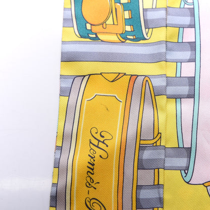 Hermes Silk Colliers De Chiens Remix Twilly Jaune Vif Gris Perle 3 of 5