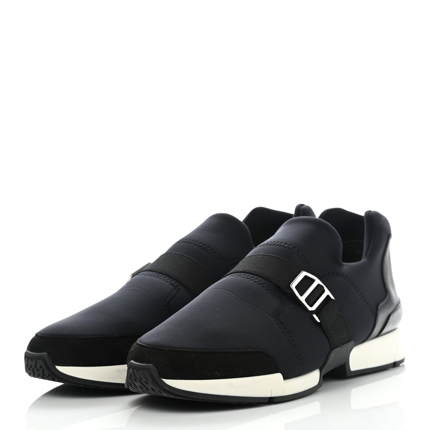 Hermes Technical Canvas Calfskin Run Sneakers 41.5 Marine 3 of 11