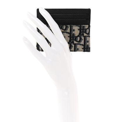Christian Dior Grained Calfskin Oblique Card Holder Black 2 of 9