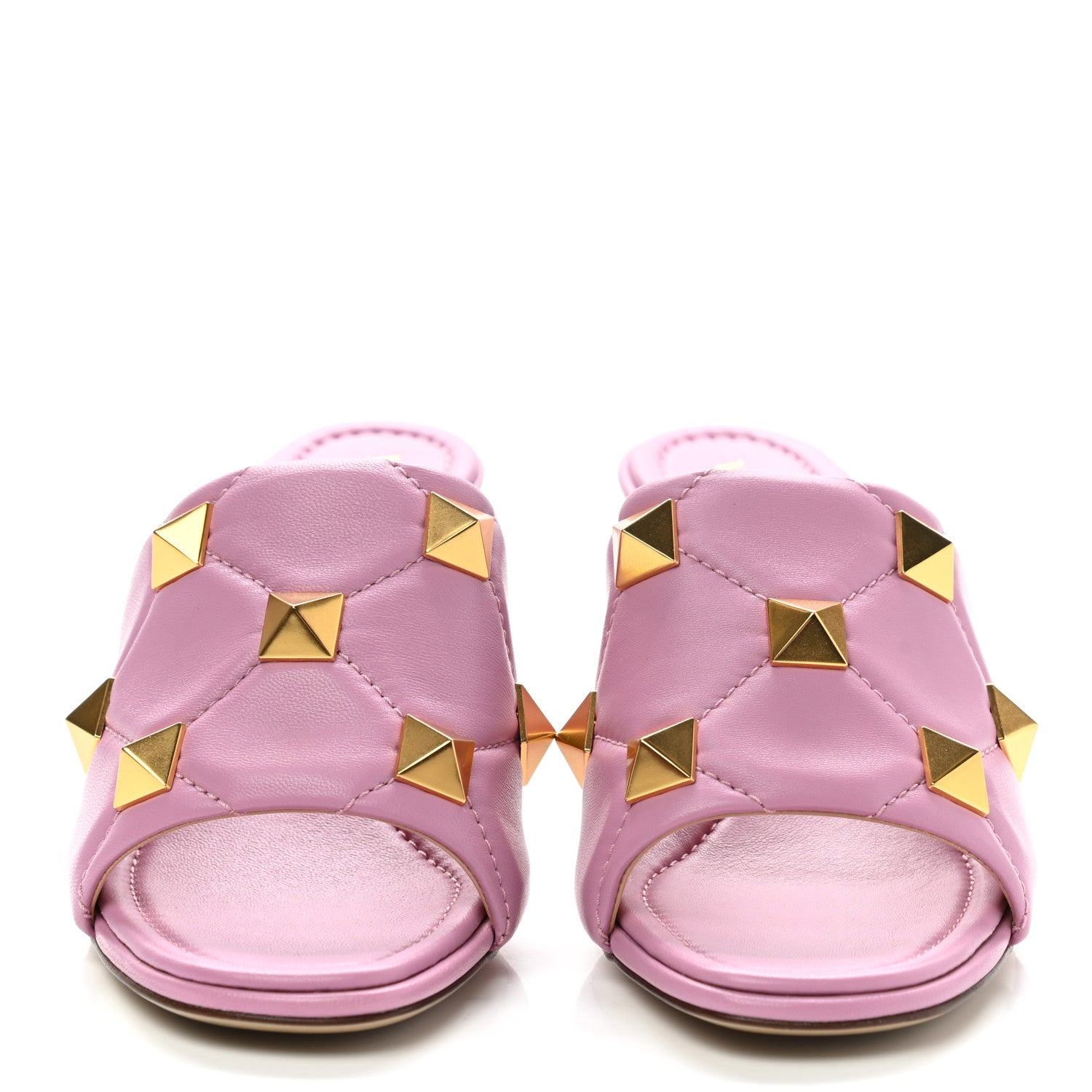 Valentino Garavani Nappa Quilted Roman Stud 65mm Slide Sandals 38.5 Giacinto 2 of 8
