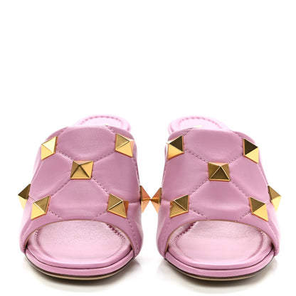 Valentino Garavani Nappa Quilted Roman Stud 65mm Slide Sandals 38.5 Giacinto 2 of 8