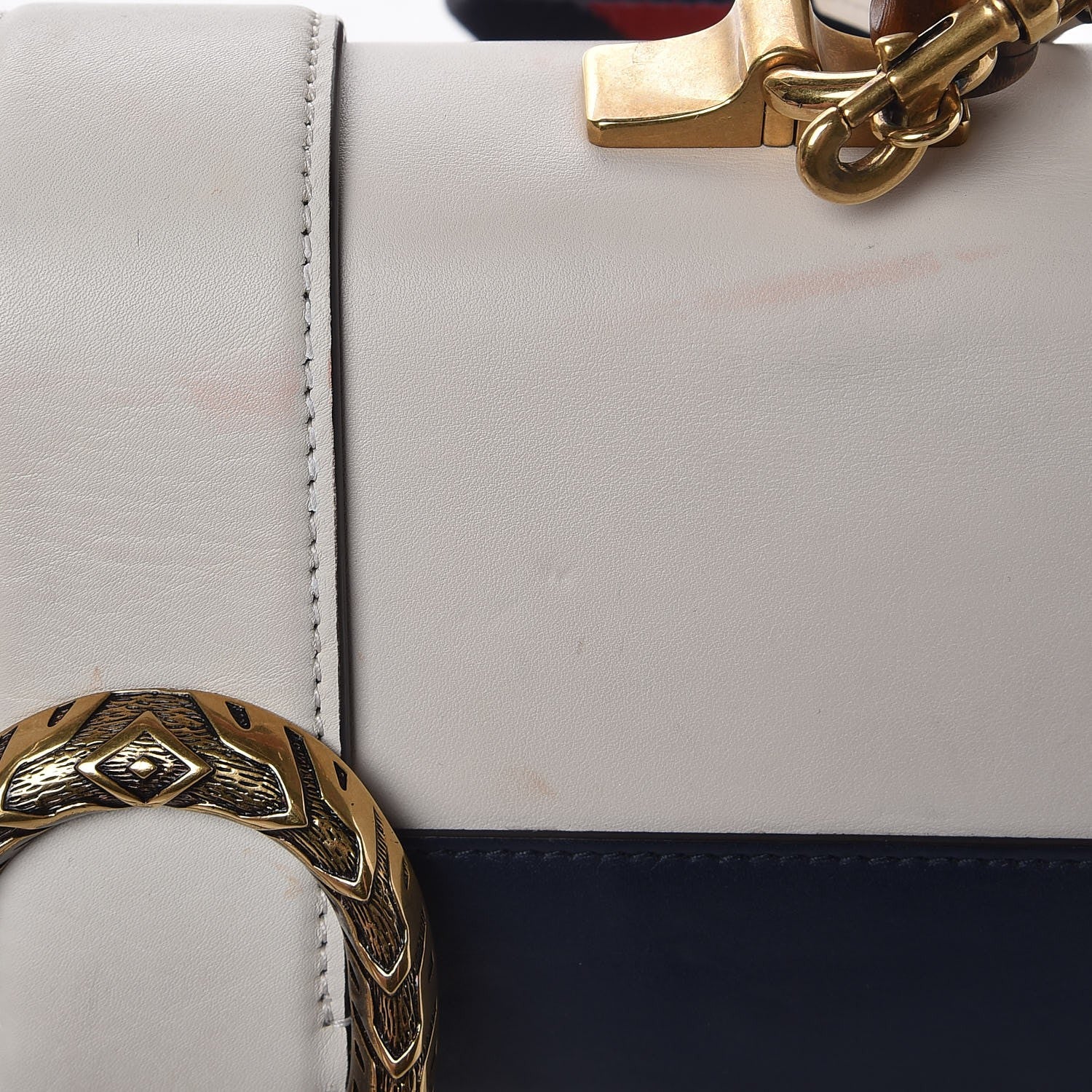 Gucci Calfskin Bamboo Web Medium Dionysus Top Handle Bag White Blue Hibiscus Red 11 of 15