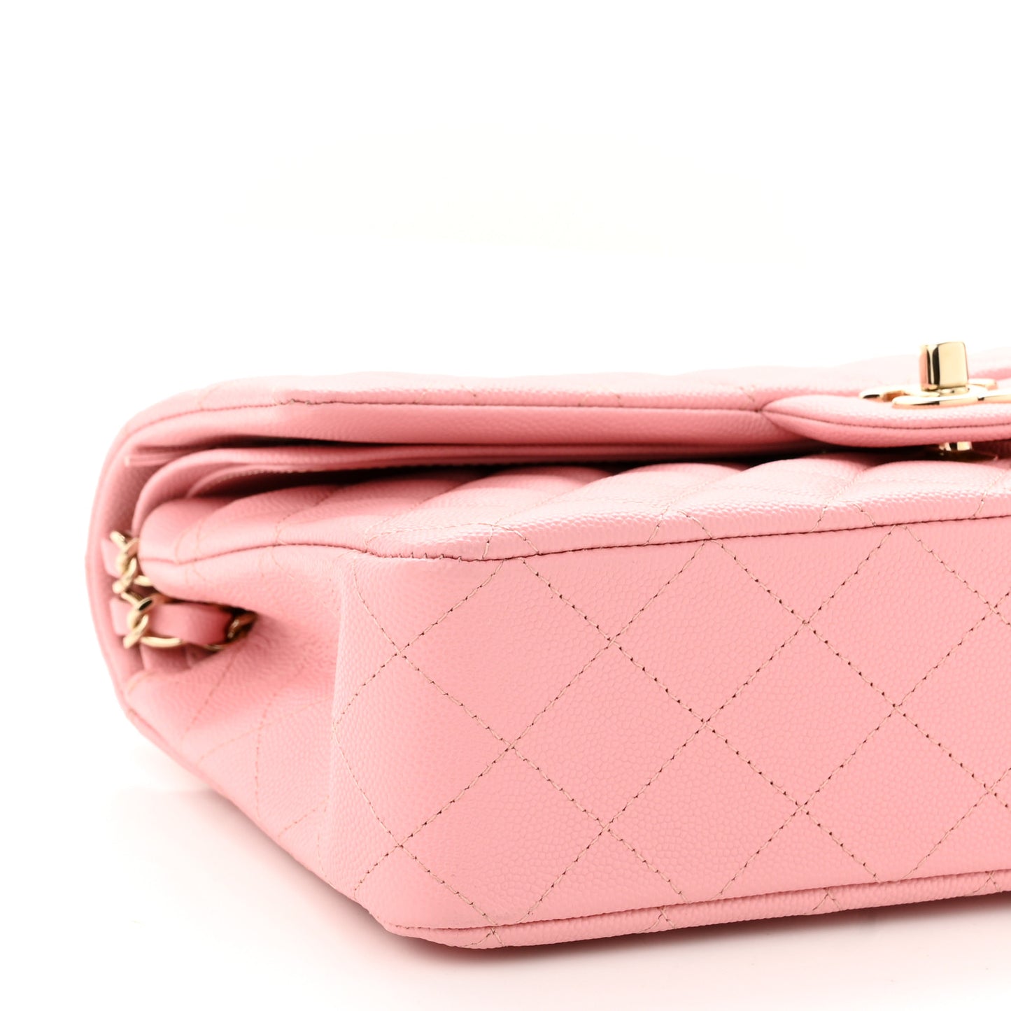 Caviar Quilted Medium Double Flap Pink