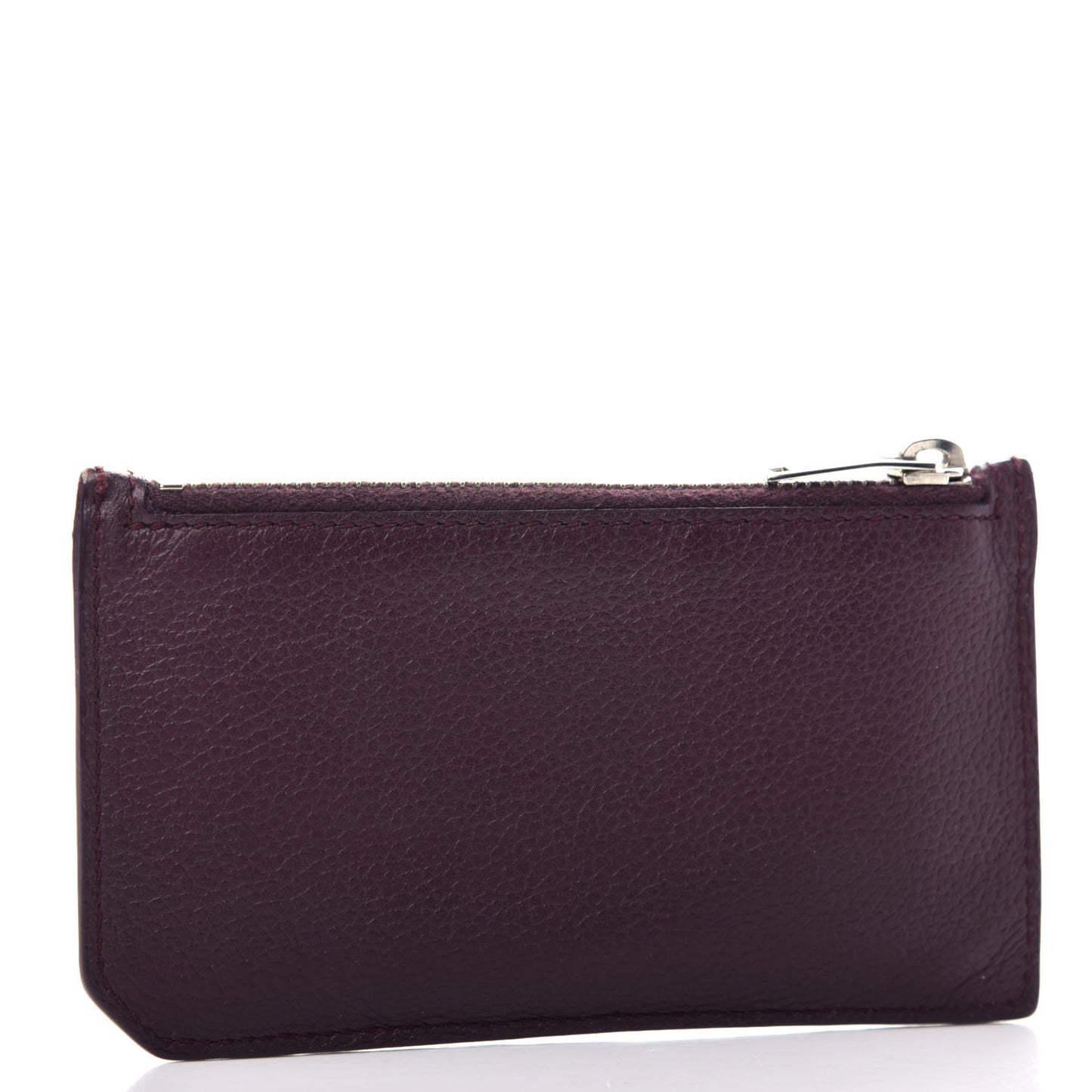 Grained Calfskin 5 Fragments Zip Pouch Card Holder Amaranto