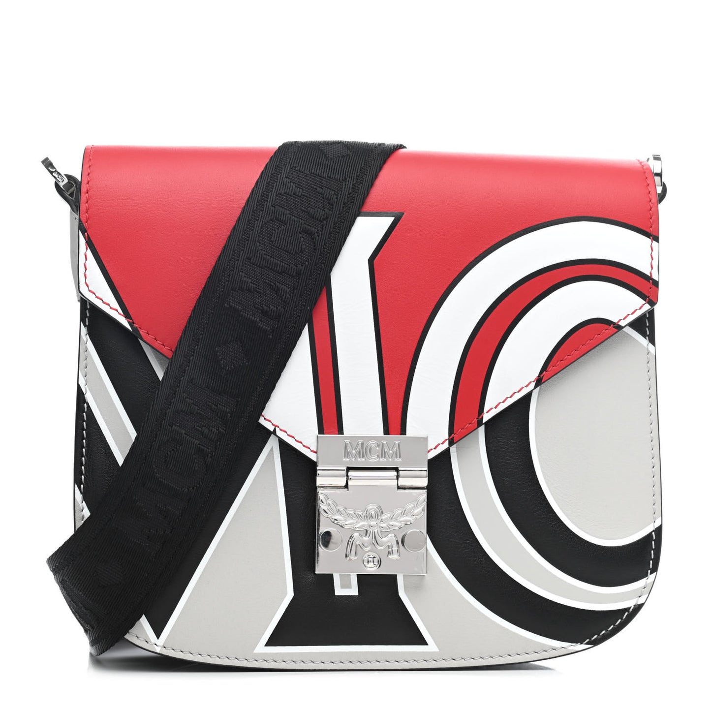 Calfskin Contrast Logo Patricia Crossbody Bag Ruby Red
