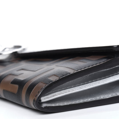Fendi Vitello Soft Catalan Mirror F is Fendi Bi-Color FF 1974 Embossed Continental Envelope Wallet On Chain Maya Black Argento 10 of 12