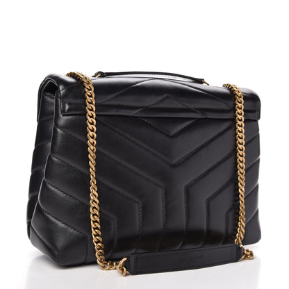 Saint Laurent Calfskin Y Quilted Monogram Small Loulou Chain Satchel Black 3 of 11