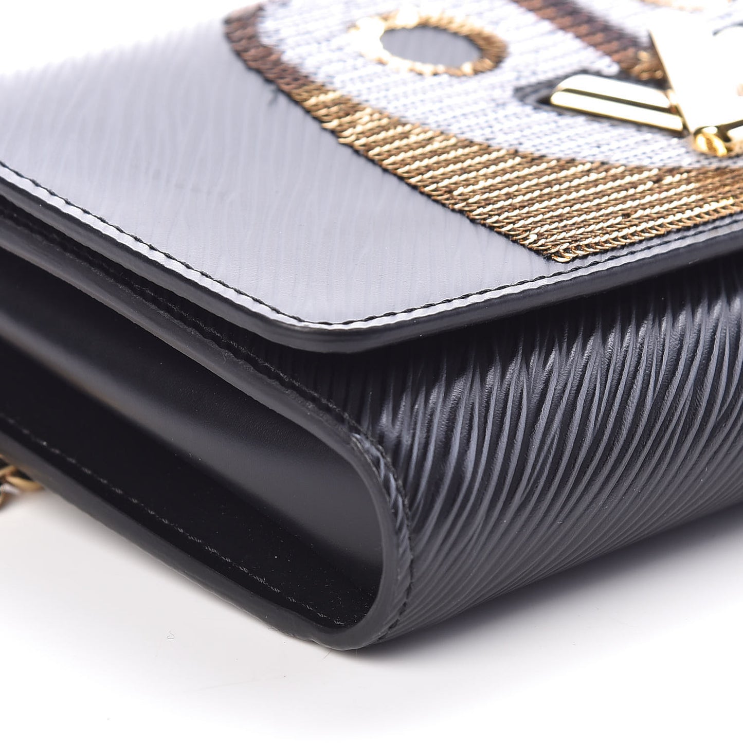 Epi Sequin Night Bird Twist Chain Wallet Black