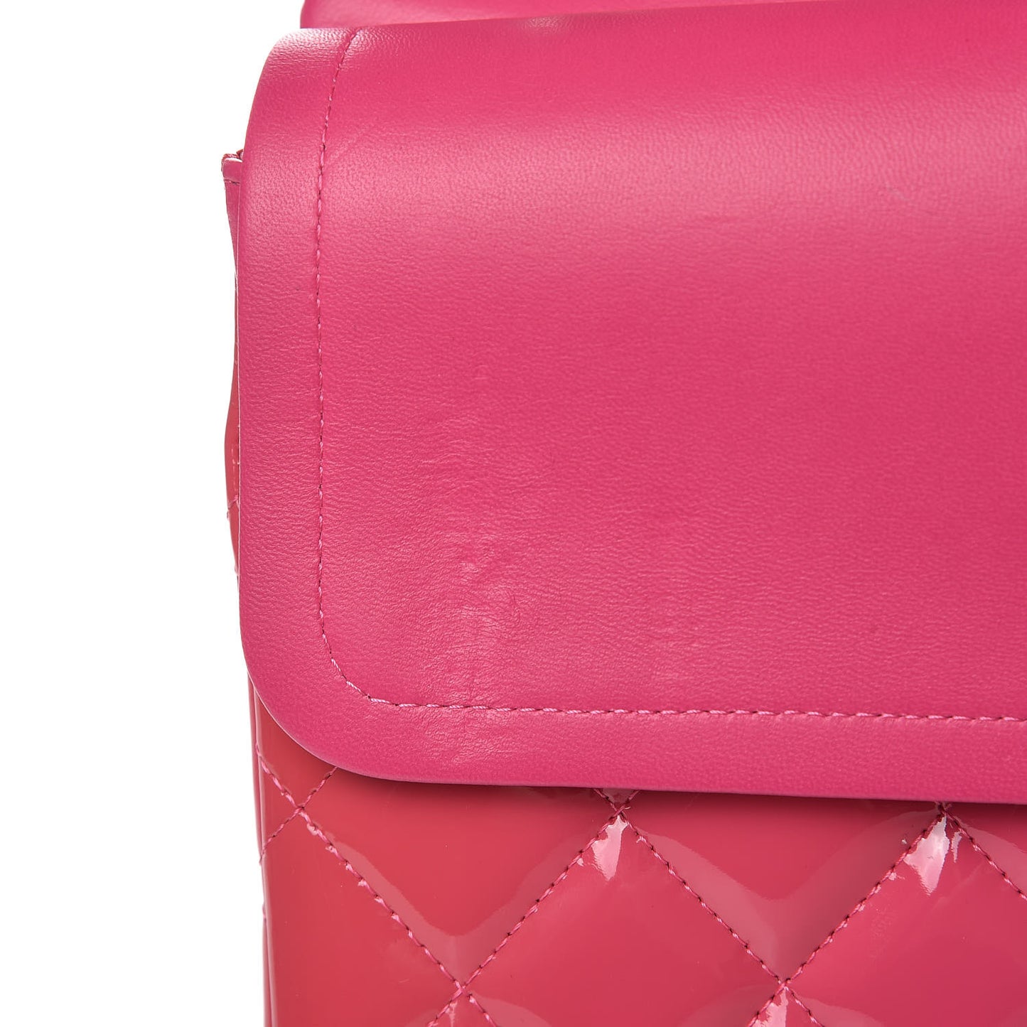 Patent Maxi Quilted Double Flap Dark Pink