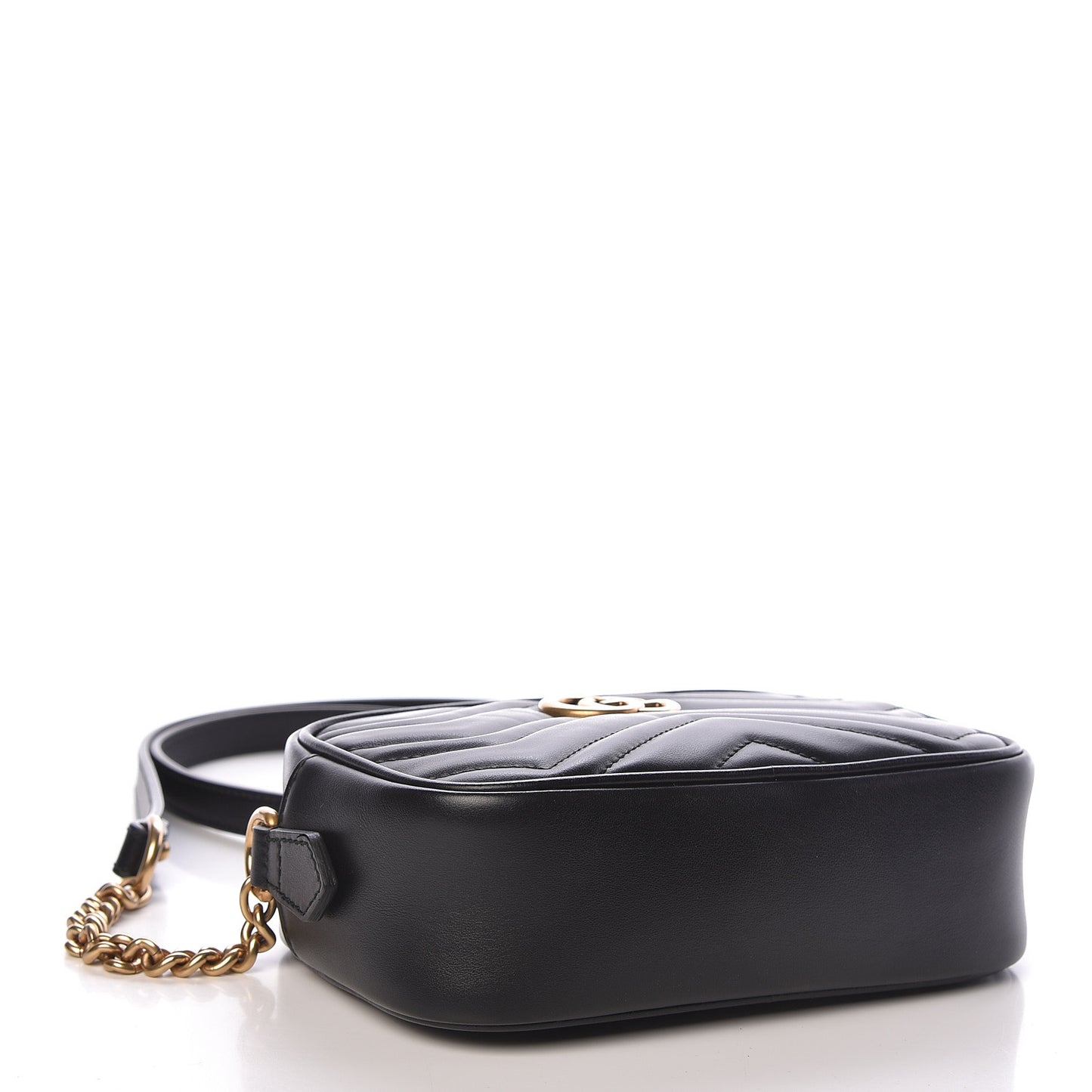 Calfskin Matelasse Mini GG Marmont Chain Shoulder Bag Black