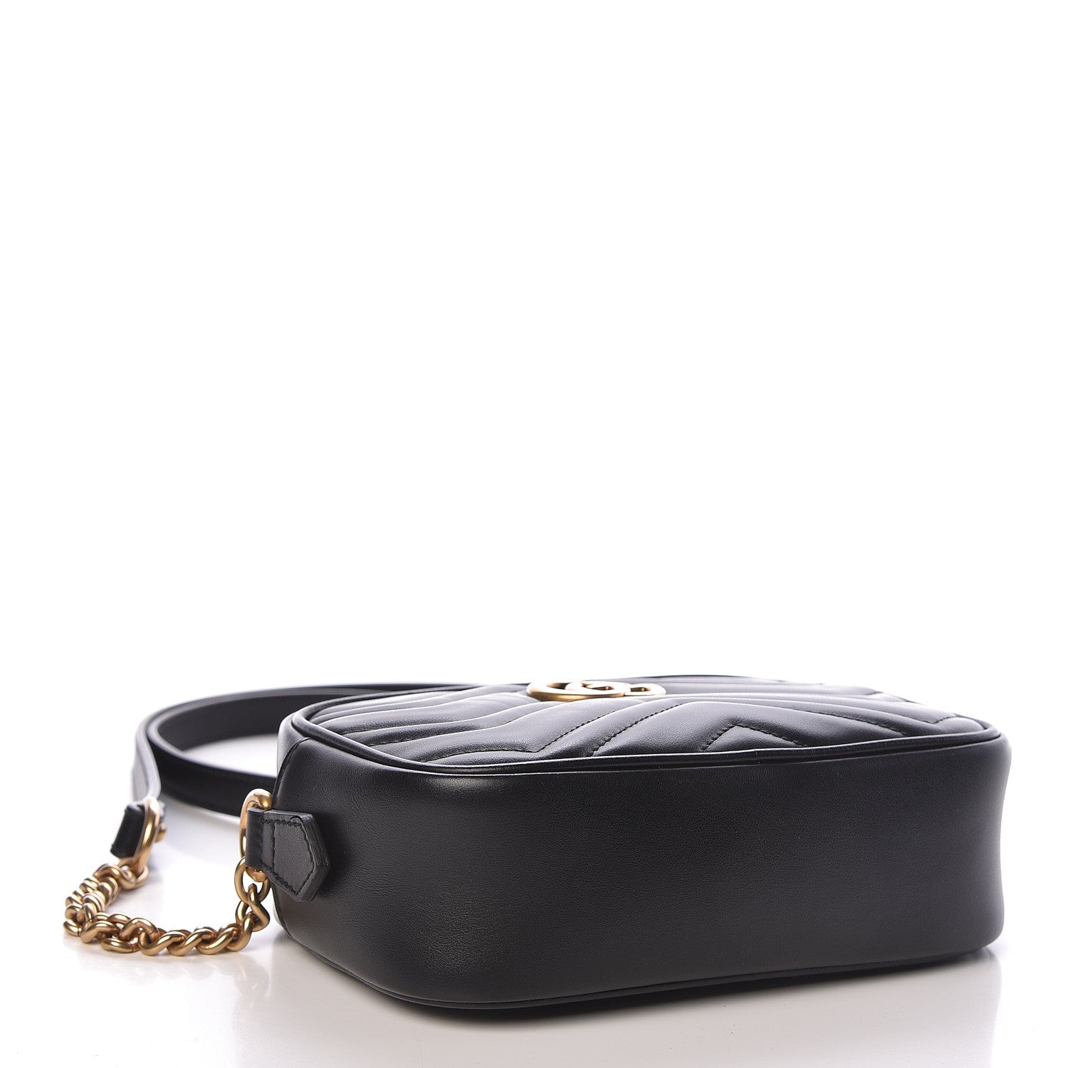 Gucci Calfskin Matelasse Mini GG Marmont Chain Shoulder Bag Black 4 of 10