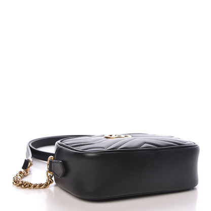 Gucci Calfskin Matelasse Mini GG Marmont Chain Shoulder Bag Black 4 of 10
