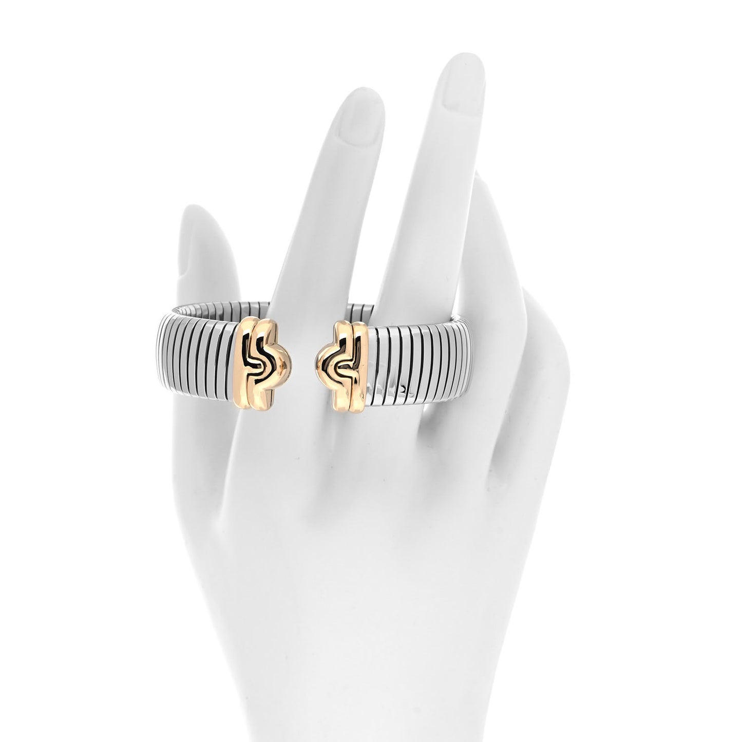 Stainless Steel 18K Yellow Gold Wide Tubogas Bracelet