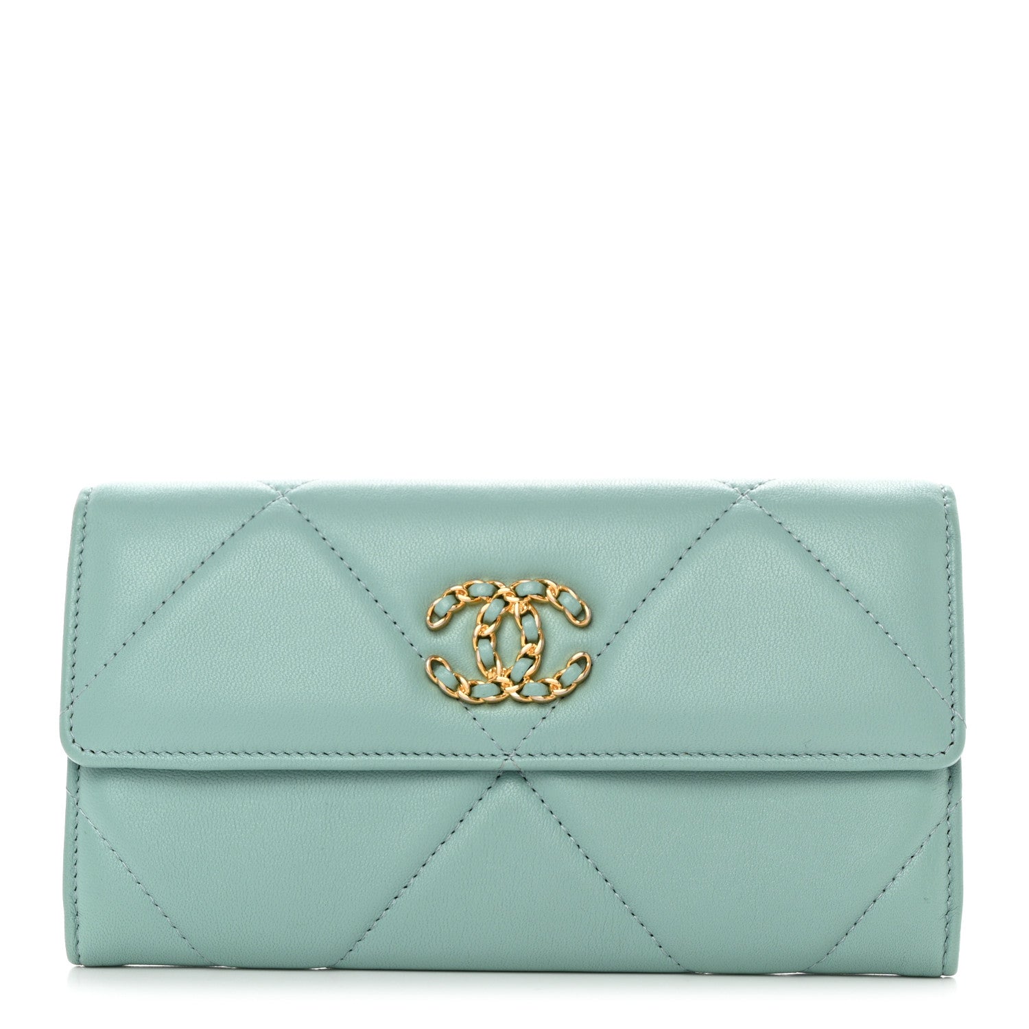 Chanel Lambskin Quilted Chanel 19 Flap Wallet Light Blue 1 of 8